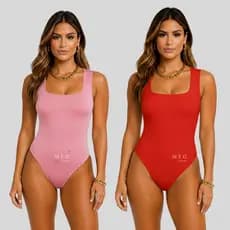 Body Collant Feminino Decote Quadrado Bory Blusa Suplex Alça Larga Com Forro Tendencia Estilo Blogueira