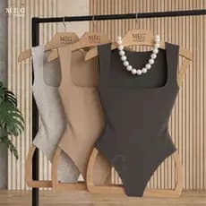 Body Alça Larga Feminino Decote Quadrado Collant Casual Básico Com Forro Suplex Elegante Candy Color