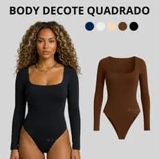 Body Manga Longa Feminino Casual Decote Quadrado Collant de Inverno Segunda pele Suplex Quentinho Frio Tendencia