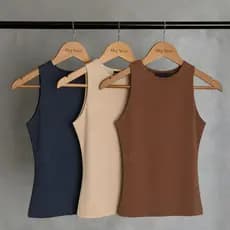 Kit 3 Regata Feminina Blusinha Elegante Suplex Forro Duplo Basica Lisa Tendencia