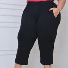 Calça Plus Size Feminina Capri Viscolycra Cintura Alta Confortável Pantacourt