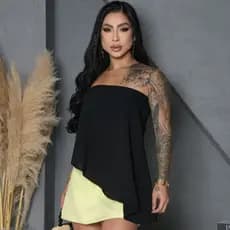 Blusa Cropped Bata Assimétrica Tomara que Caia Multiuso Boho Moderna Verão Feminina