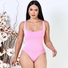 Body Feminino Alcinhas Costa Nua Suplex Ajustado Básico Confortável