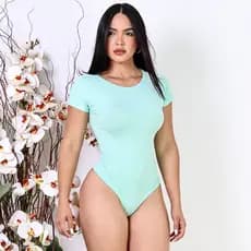 Body Feminino Manga Curta Gola Redonda Suplex Básico Ajustado Confortável