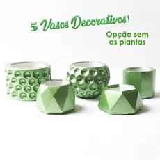 Kit 05 Vasos De Flores, Vaso De Planta, Vaso Decorativo Cor Verde
