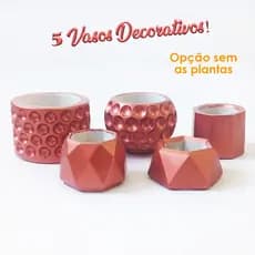 Kit 05 Vasos De Plantas, Cachepot Para Suculenta, Vasos Decorados Cor Cobre
