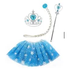 Fantasia Princesa Frozen Elsa Gelo  4 Peças Festas