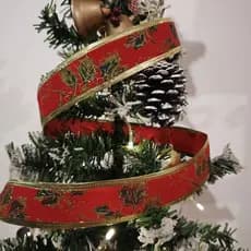 FITA ARAMADA VERMELHA VELUDO ARABESCO 2 METROS 38MM NATAL DECORAÇÃO PRESENTE ÁRVORE FRUTAS FOLHAS 1317520