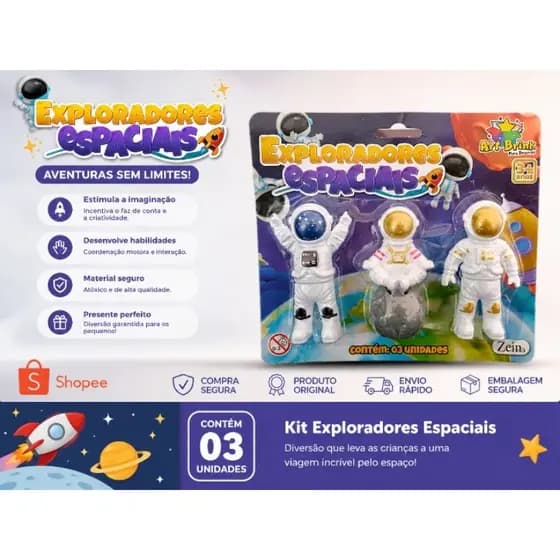 Kit astronauta, brinquedo educativo, brinquedo criativo, presente infantil, brinquedo menino,exploradores espaciais.