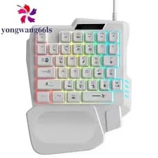 Teclado De Mão Única YONGWANG , Mini USB Com Uma , Mecânico Luminoso Para Jogos De 35 Teclas
