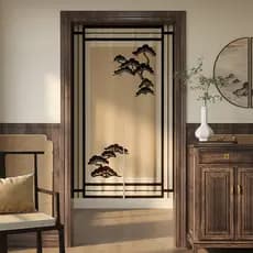 Cortina de porta de cozinha chinesa, cortina divisória para sala de estar, quarto, sala de jantar, bloqueio