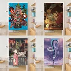Estilo japonês Anime Hayao Miyazaki Spirited Away porta cortina dos desenhos animados quarto das crianças cortina divisó