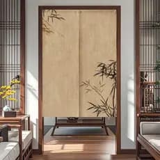 Cortina divisória de porta estilo chinês personalizada, cortina divisória para porta de entrada de banheiro, quarto, coz