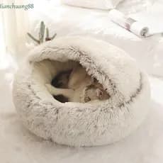 Cama De Gato TIANCHUANG Redonda 2 Em 1 Caverna Quente Saco De Dormir Interior Para Animais De Estimação Suprimentos De I
