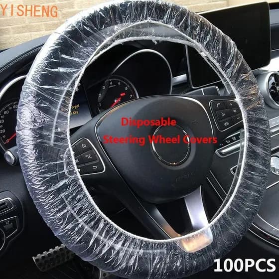 YISHENG Capa Para Volante 100 Pçs/Lote Carro-Estilo Descartável Plástico Transparente Decoração Automática