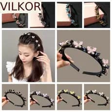 Faixas De Cabelo VILKOR Com Clipes , Argola Borboleta Feminina Estilo Francês Elegante , Faixa De Plástico Doce