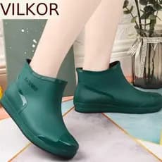 Botas De Água Espessadas VILKOR , Chuva Femininas De Tubo Curto Resistentes Ao Desgaste , À Prova D'água