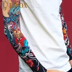 Manga De Tatuagem De Braço De Flor LIVOX , Protetora Solar Masculina Respirável Com Padrão , Elástica