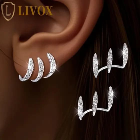 Brincos De Garra Femininos LIVOX , Joias Da Moda Com Strass E Cristal , Brilho