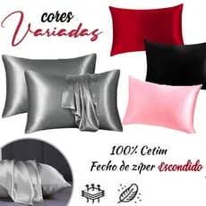 Par De Fronha Cetim Antifrizz 100% Brilho Cabelo 50x70 Com Zíper
