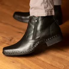 Bota Social Conforto Botina Masculina Ortopédica Couro Nobre
