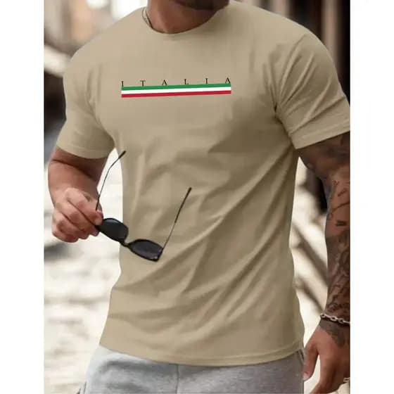 Camiseta Masculina Italia Italy Algodao Camisa Estampada DTF 30.1 Estilosa