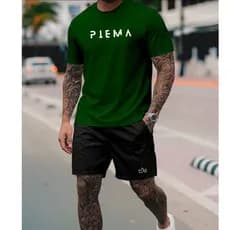 Kit Camiseta E Short Conjunto Masculino Presente Dia Dos pais Namorados Algodão Slim Premium