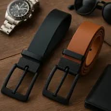 Kit 2 Cintos Social Masculino Couro Ecológico Envio Imediato Preto E Marrom