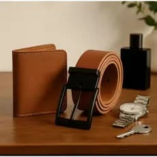 Kit Presente dia dos pais  Masculino Carteira Masculina + Cinto Social Couro Legítimo Luxo Fivela Preta Premium