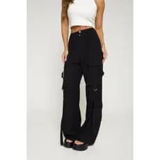 Calça Feminina Cargo Alfaiataria Pantalona Bolsos