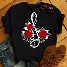 Camisa Nota Musical Impresso Camiseta Harajuku R Distribuidora