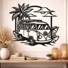 Placa Decorativa Kombi Praia 3D Parede Motorhome Camping Enfeite VW Kombi Presente REF152