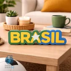 Letreiro Decorativo Brasil Copa do Mundo 3D Seleção Brasileira Enfeite Mesa Futebol Presente REF160