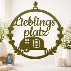 Placa Decorativa Trailer Camping Liebingsplatz 3D Enfeite Parede Motorhome Campista Presente REF146