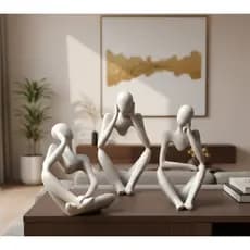 Kit trio esculturas decorativa abstrata enfeite luxo