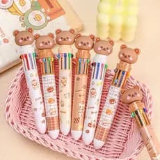 10 Cores Caneta Esferográfica De Urso De Desenho Animado Bonitinho