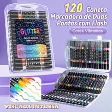 Caneta Marcadora Glitter Dupla Ponta 24/48/72/96 Cores | Arte, Escola, Planner, Desenho
