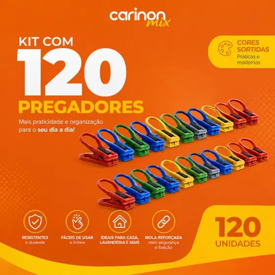 Kit Com 120 Unidades Prendedor Pregador De Roupa Para Varal Ótima Qualidade Resistente Reforçado