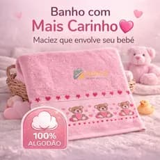 Toalha Banho Grande Secagem Rapida Bebe Rosa Macia Absorvente Ursa Menina Premium