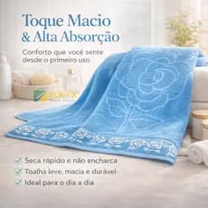 Toalha de Banho Secagem Rápida Algodão Macia Azul Alta Absorção 140x75 Mod. Madri Elite Touch