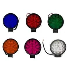 2 Farol Redondo 9cm 14 Led 42w Colorido Caminhão Onibus Jeep Maquinas Agrícolas Off Road