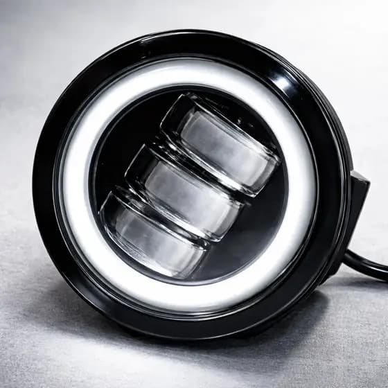 Par De Farol Led Milha Angel Eyes 9cm Com Seta Universal