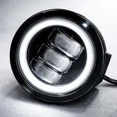 Par De Farol Led Milha Angel Eyes 9cm Com Seta Universal