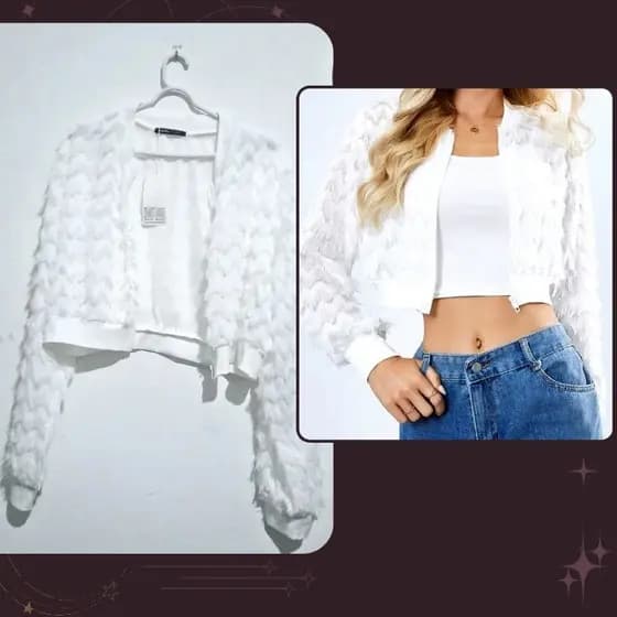 Desapego Blusa/Casaco Cropped NOVA ainda com etiqueta - Tamanho G. Bazar