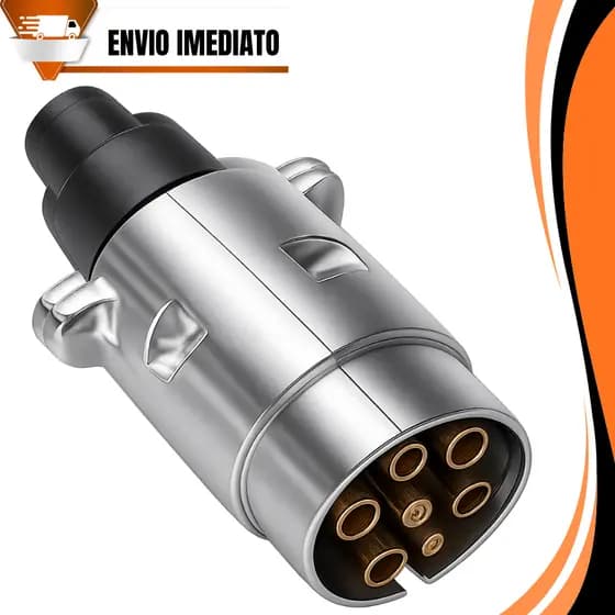Tomada Plug Macho Cromada - Para Carretinha Reboque