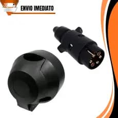 Kit C/ Tomada Preta fêmea 6 polos e Tomada macho plug preto 6 polos