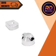 kit Para Engate C/Capa Inox 90mm e Tomada Cromada 6 Polos