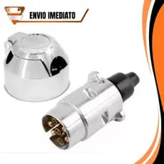 Kit Tomada Femea + Macho 6 Polos Para Engate Reboque Carretinha