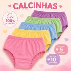 KIT CALCINHA INFANTIL MENINA 100% ALGODÃO LISA 5 OU 10 UNIDADES CONFORTÁVEL