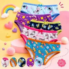 Kit Calcinha Infantil Menina Microfibra Estampada Forro 100% Algodão P ao XGG 5 ou 10 Unidades